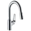 Hansgrohe Focus M42 EcoSmart Single Lever Kitchen Mixer Tap 180 With Pull-Out Spray 2 Spray Modes - Chrome - 71862000