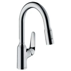 Hansgrohe Focus M42 EcoSmart Single Lever Kitchen Mixer Tap 180 With Pull-Out Spray 2 Spray Modes - Chrome - 71862000