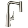Hansgrohe Metris M71 Single Lever Kitchen Mixer Tap 220 With Pull-Out Spray & Sbox 2 Spray Modes - Stainless Steel - 73800800