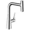 Hansgrohe Metris Select M71 Single Lever Kitchen Mixer Tap 240 With Pull-Out Spout & Sbox Single Spray Mode - Chrome - 73802000