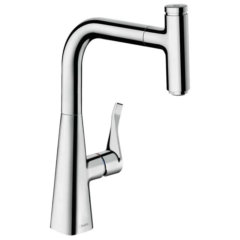 Hansgrohe Metris Select M71 Single Lever Kitchen Mixer Tap 240 With Pull-Out Spout & Sbox Single Spray Mode - Chrome - 73802000 1 Hansgrohe Metris Select M71 Single Lever Kitchen Mixer Tap 240 With Pull-Out Spout & Sbox Single Spray Mode - Chrome - 73802000