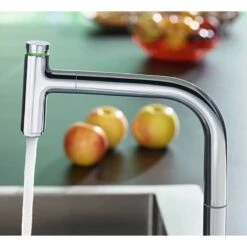 Hansgrohe Metris Select M71 2-Hole Single Lever Kitchen Mixer Tap 200 With Pull-Out Spout & Sbox Single Spray Mode - Chrome - 73804000 8 Hansgrohe Metris Select M71 2-Hole Single Lever Kitchen Mixer Tap 200 With Pull-Out Spout & Sbox Single Spray Mode - Chrome - 73804000 -Blanco Shop h a hansgrohe 73804000 lifestyle