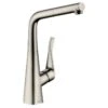Hansgrohe Metris M71 Single Lever Kitchen Mixer Tap 320 With Pull-Out Spout & Sbox Single Spray Mode - Stainless Steel - 73812800