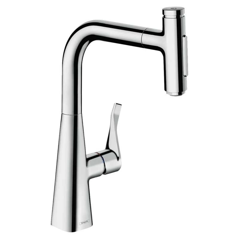 Hansgrohe Metris Select M71 Single Lever Kitchen Mixer Tap 240 With Pull-Out Spray & Sbox 2 Spray Modes - Chrome - 73817000 1 Hansgrohe Metris Select M71 Single Lever Kitchen Mixer Tap 240 With Pull-Out Spray & Sbox 2 Spray Modes - Chrome - 73817000