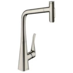 Hansgrohe Metris Select M71 Single Lever Kitchen Mixer Tap With Pull-Out Spray 2 Spray Modes - Stainless Steel - 73820800