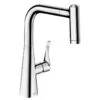 Hansgrohe Metris M71 EcoSmart Single Lever Kitchen Mixer Tap 220 With Pull-Out Spray & Sbox 2 Spray Modes - Chrome - 73823000
