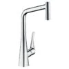 Hansgrohe Metris M71 EcoSmart Single Lever Kitchen Mixer Tap 320 With Pull-Out Spray & Sbox 2 Spray Modes - Chrome - 73824000