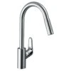 Hansgrohe Focus M41 Single Lever Kitchen Mixer Tap 240 With Pull-Out Spray & Sbox 2 Spray Modes - Chrome - 73880000