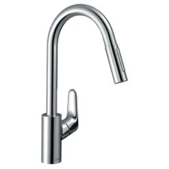 Hansgrohe Focus M41 Single Lever Kitchen Mixer Tap 240 With Pull-Out Spray & Sbox 2 Spray Modes - Chrome - 73880000