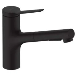 Hansgrohe Zesis M33 Single Lever Kitchen Mixer Tap 150 With Pull-Out Spray 2Jet - Matt Black - 74800670