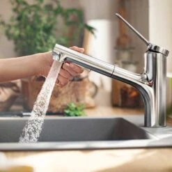 Hansgrohe Zesis M33 EcoSmart Single Lever Kitchen Mixer Tap 150 With Pull-Out Spray 2Jet - Chrome - 74810000 -Blanco Shop h a hansgrohe 74810000 lifestyle1