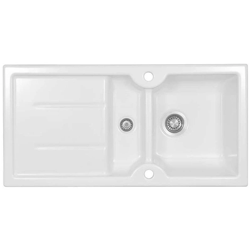 Thomas Denby Harmony MB 1.5 Bowl Reversible Ceramic Kitchen Sink & Drainer - White - HAR1020WH 1 Thomas Denby Harmony MB 1.5 Bowl Reversible Ceramic Kitchen Sink & Drainer - White - HAR1020WH