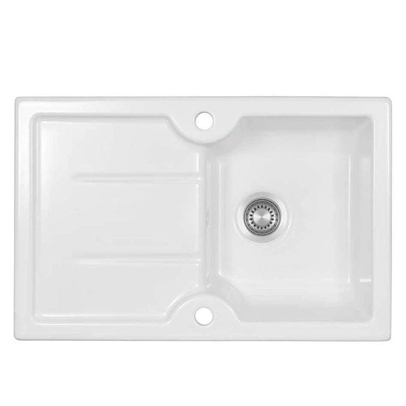 Thomas Denby Harmony Compact 1 Bowl Reversible Ceramic Kitchen Sink & Drainer - White - HAR7810WH 1 Thomas Denby Harmony Compact 1 Bowl Reversible Ceramic Kitchen Sink & Drainer - White - HAR7810WH