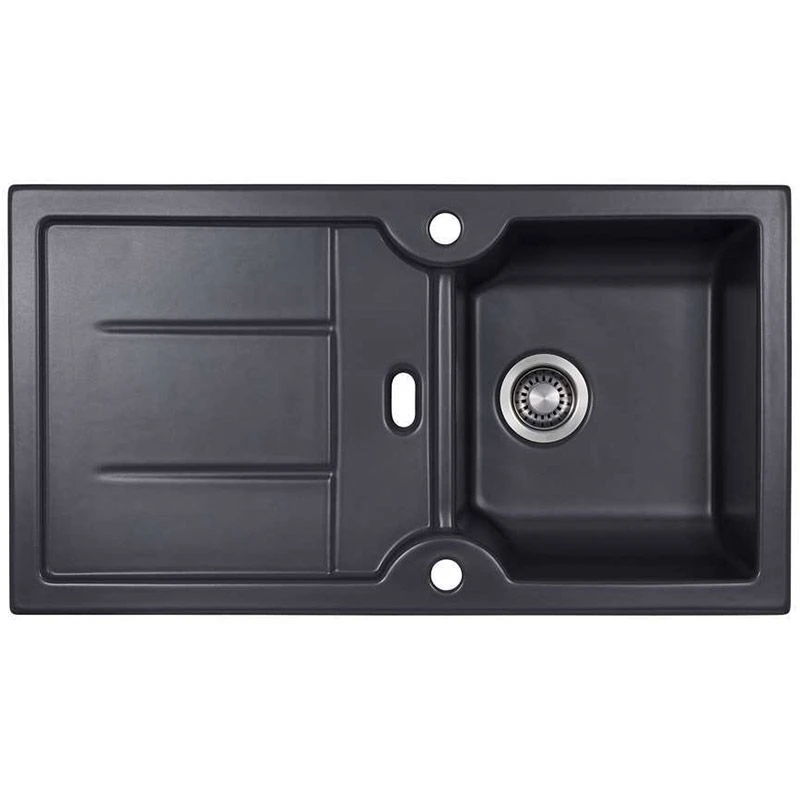 Thomas Denby Harmony XW 1 Bowl Reversible Ceramic Kitchen Sink & Drainer - Basalt Satin - HAR9110BA 1 Thomas Denby Harmony XW 1 Bowl Reversible Ceramic Kitchen Sink & Drainer - Basalt Satin - HAR9110BA