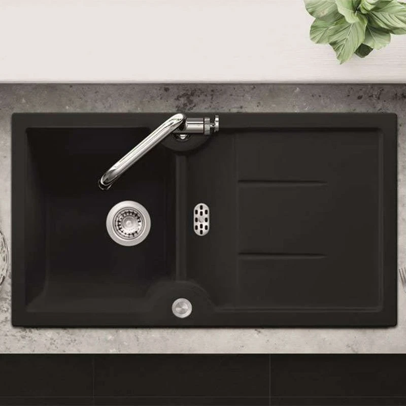 Thomas Denby Harmony XW 1 Bowl Reversible Ceramic Kitchen Sink & Drainer - Black Satin - HAR9110BL 2 Thomas Denby Harmony XW 1 Bowl Reversible Ceramic Kitchen Sink & Drainer - Black Satin - HAR9110BL - Image 2