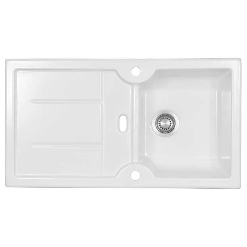 Thomas Denby Harmony XW 1 Bowl Reversible Ceramic Kitchen Sink & Drainer - White - HAR9110WH 1 Thomas Denby Harmony XW 1 Bowl Reversible Ceramic Kitchen Sink & Drainer - White - HAR9110WH