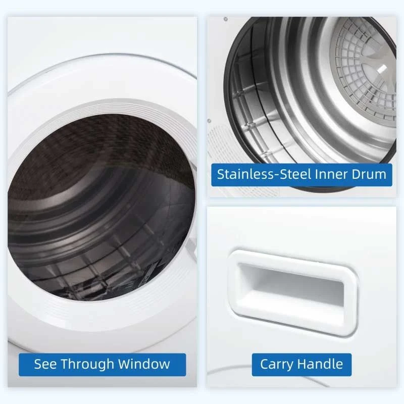 HOMCOM 6kg Vented Freestanding & Wall Mounted Tumble Dryer With 7 Programmers - White - 853-025V70WT 5 HOMCOM 6kg Vented Freestanding & Wall Mounted Tumble Dryer With 7 Programmers - White - 853-025V70WT - Image 5