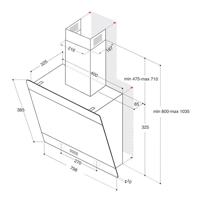 Hotpoint PHVP 82F LT K 80cm Angled Chimney Cooker Hood - Black 3 Hotpoint PHVP 82F LT K 80cm Angled Chimney Cooker Hood - Black - Image 3