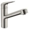Hansgrohe Focus M42 Single Lever Kitchen Mixer Tap 150 With Pull-Out Spout Single Spray Mode - Stainless Steel - 71814800
