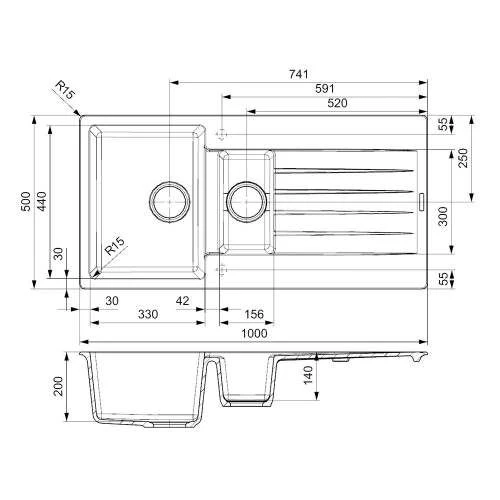 Reginox 1.5 Bowl Granite Kitchen Sink - Grey Silver - HARLEM 15 GS 2 Reginox 1.5 Bowl Granite Kitchen Sink - Grey Silver - HARLEM 15 GS - Image 2