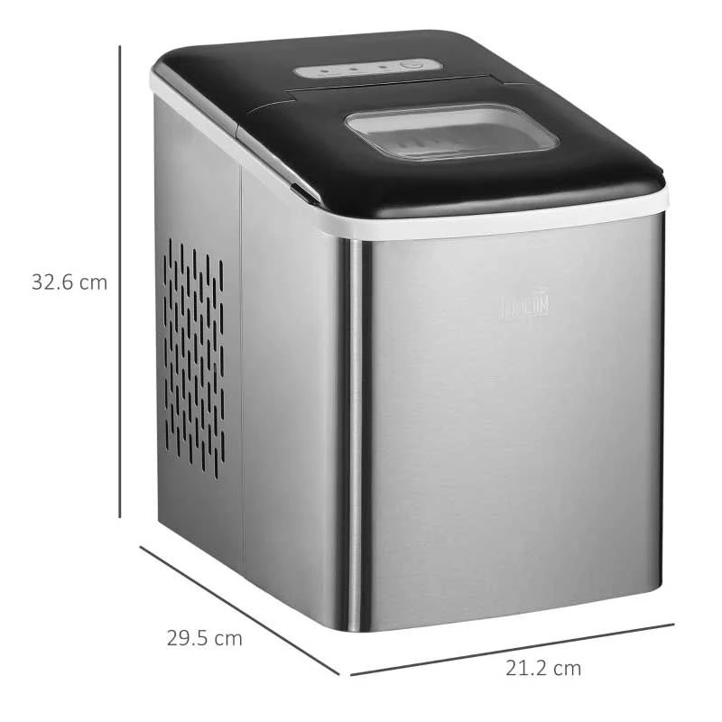 HOMCOM 12kg Portable Countertop Ice Maker Machine - Stainless Steel & Black - 800-075V70 2 HOMCOM 12kg Portable Countertop Ice Maker Machine - Stainless Steel & Black - 800-075V70 - Image 2