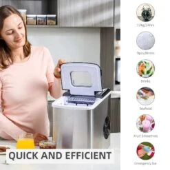 HOMCOM 12kg Portable Countertop Ice Maker Machine - Stainless Steel & Black - 800-075V70 17 HOMCOM 12kg Portable Countertop Ice Maker Machine - Stainless Steel & Black - 800-075V70 -Blanco Shop homcom 800075v70 features 1