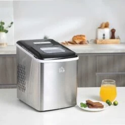 HOMCOM 12kg Portable Countertop Ice Maker Machine - Stainless Steel & Black - 800-075V70 15 HOMCOM 12kg Portable Countertop Ice Maker Machine - Stainless Steel & Black - 800-075V70 -Blanco Shop homcom 800075v70 lifestyle