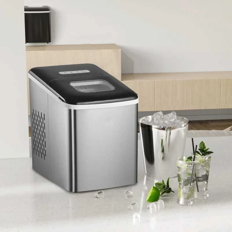 HOMCOM 12kg Portable Countertop Ice Maker Machine - Stainless Steel & Black - 800-075V70 1 HOMCOM 12kg Portable Countertop Ice Maker Machine - Stainless Steel & Black - 800-075V70
