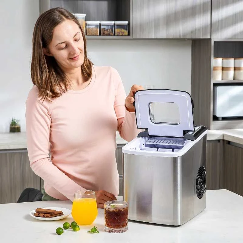 HOMCOM 12kg Portable Countertop Ice Maker Machine - Stainless Steel & Black - 800-075V70 4 HOMCOM 12kg Portable Countertop Ice Maker Machine - Stainless Steel & Black - 800-075V70 - Image 4