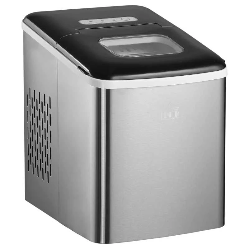HOMCOM 12kg Portable Countertop Ice Maker Machine - Stainless Steel & Black - 800-075V70 3 HOMCOM 12kg Portable Countertop Ice Maker Machine - Stainless Steel & Black - 800-075V70 - Image 3