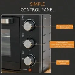 HOMCOM 1400W 21 Litre Mini Countertop Oven & Grill - Black - 800-085V70 -Blanco Shop homcom 800085v70 control panel