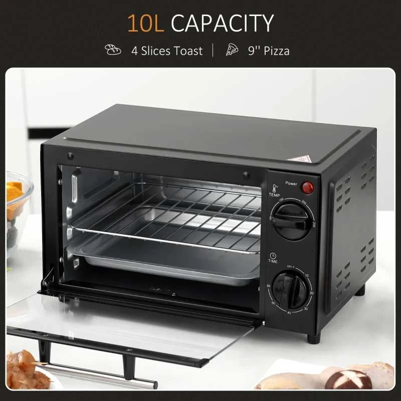 HOMCOM 750W 9 Litre Mini Countertop Oven & Grill - Black - 800-088 9 HOMCOM 750W 9 Litre Mini Countertop Oven & Grill - Black - 800-088 - Image 9
