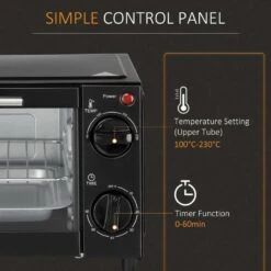 HOMCOM 750W 9 Litre Mini Countertop Oven & Grill - Black - 800-088 19 HOMCOM 750W 9 Litre Mini Countertop Oven & Grill - Black - 800-088 -Blanco Shop homcom 800088 control panel