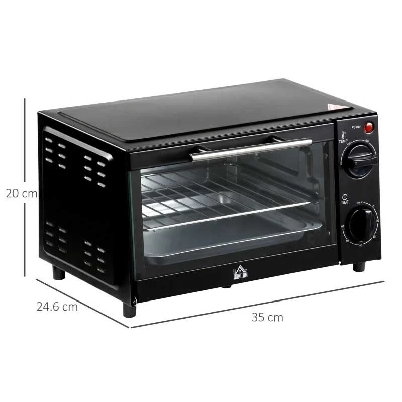 HOMCOM 750W 9 Litre Mini Countertop Oven & Grill - Black - 800-088 2 HOMCOM 750W 9 Litre Mini Countertop Oven & Grill - Black - 800-088 - Image 2