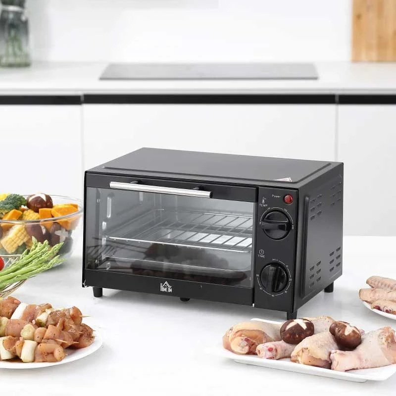 HOMCOM 750W 9 Litre Mini Countertop Oven & Grill - Black - 800-088 1 HOMCOM 750W 9 Litre Mini Countertop Oven & Grill - Black - 800-088