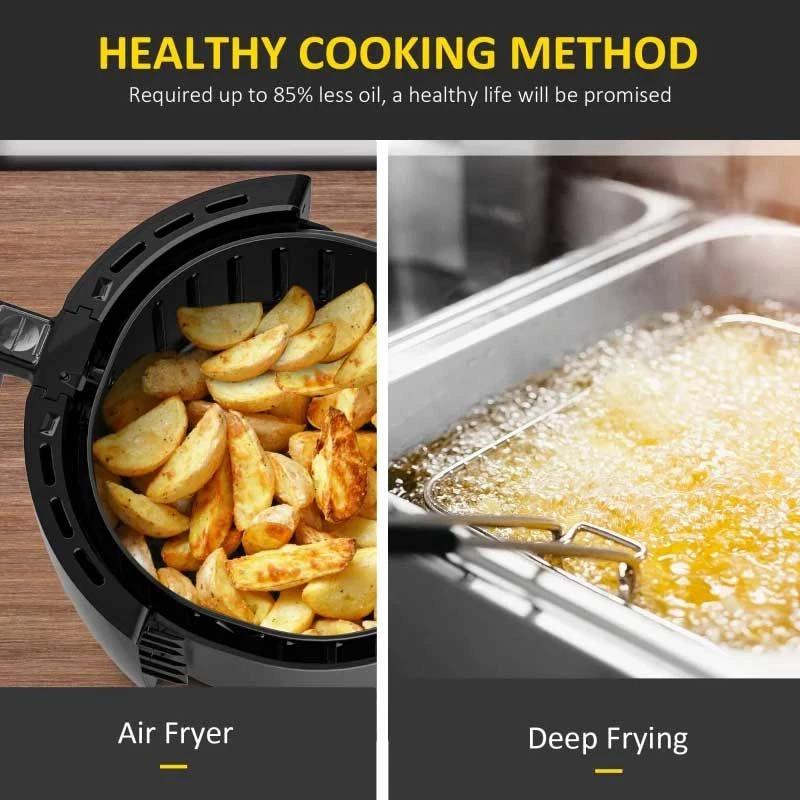 HOMCOM 1700W 5.5 Litre Air Fryer With Digital Display - Black - 800-094V70 8 HOMCOM 1700W 5.5 Litre Air Fryer With Digital Display - Black - 800-094V70 - Image 8