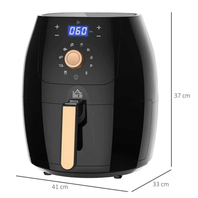 HOMCOM 1700W 5.5 Litre Air Fryer With Digital Display - Black - 800-094V70 2 HOMCOM 1700W 5.5 Litre Air Fryer With Digital Display - Black - 800-094V70 - Image 2