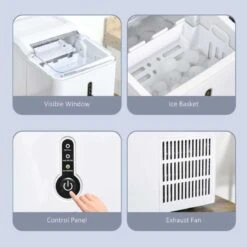 HOMCOM 12kg Portable Countertop Ice Maker Machine - White - 800-101 -Blanco Shop homcom 800101 features