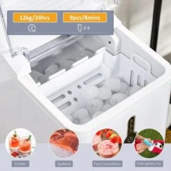 HOMCOM 12kg Portable Countertop Ice Maker Machine - White - 800-101 -Blanco Shop homcom 800101 features 1