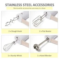 HOMCOM 5-in-1 Electric Hand Mixer - White - 800-102V70 -Blanco Shop homcom 800102v70 accessories