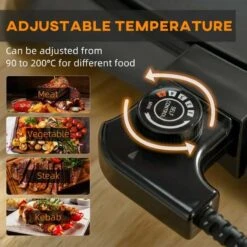 HOMCOM 1600W Non-Stick Teppanyaki Table Top Grill - Black - 800-109V70 19 HOMCOM 1600W Non-Stick Teppanyaki Table Top Grill - Black - 800-109V70 -Blanco Shop homcom 800109v70 features1