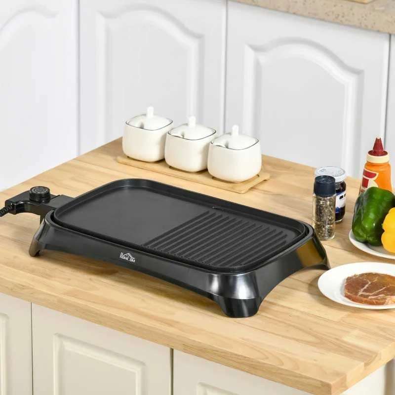 HOMCOM 1600W Non-Stick Teppanyaki Table Top Grill - Black - 800-109V70 1 HOMCOM 1600W Non-Stick Teppanyaki Table Top Grill - Black - 800-109V70
