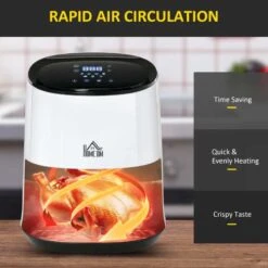 HOMCOM 1300W 2.5 Litre Air Fryer With Digital Display - White - 800-114V70 -Blanco Shop homcom 800114v70 features 2
