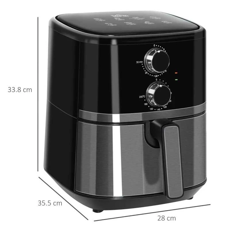 HOMCOM 1500W 4.5 Litre Air Fryer With Rapid Air Circulation - Black - 800-122V70 2 HOMCOM 1500W 4.5 Litre Air Fryer With Rapid Air Circulation - Black - 800-122V70 - Image 2
