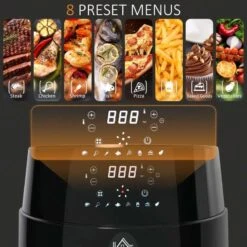 HOMCOM 1500W 4.5 Litre Air Fryer With Digital Display - Black - 800-124V70 18 HOMCOM 1500W 4.5 Litre Air Fryer With Digital Display - Black - 800-124V70 -Blanco Shop homcom 800124v70 menus