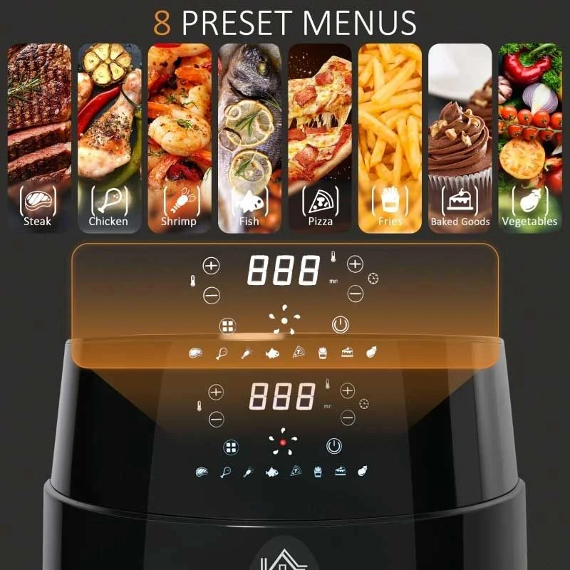 HOMCOM 1500W 4.5 Litre Air Fryer With Digital Display - Black - 800-124V70 9 HOMCOM 1500W 4.5 Litre Air Fryer With Digital Display - Black - 800-124V70 - Image 9