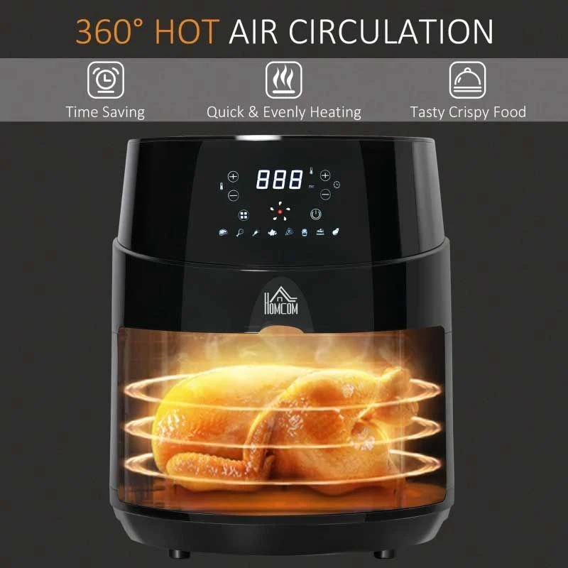 HOMCOM 1500W 4.5 Litre Air Fryer With Digital Display - Black - 800-124V70 10 HOMCOM 1500W 4.5 Litre Air Fryer With Digital Display - Black - 800-124V70 - Image 10