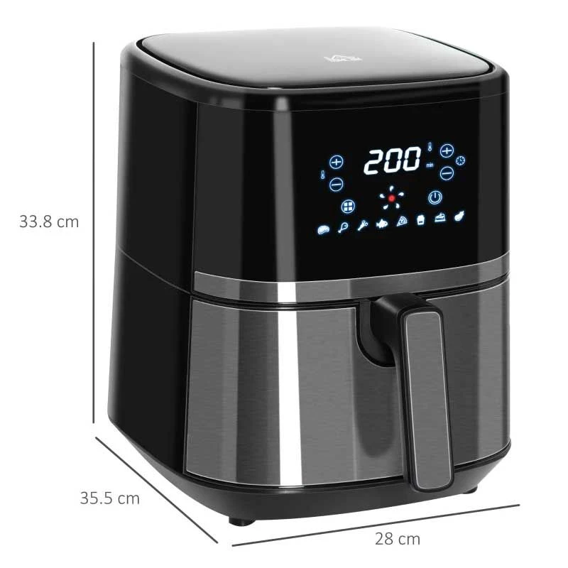 HOMCOM 1500W 4.5 Litre Air Fryer With Digital Display - Black - 800-125V70 2 HOMCOM 1500W 4.5 Litre Air Fryer With Digital Display - Black - 800-125V70 - Image 2
