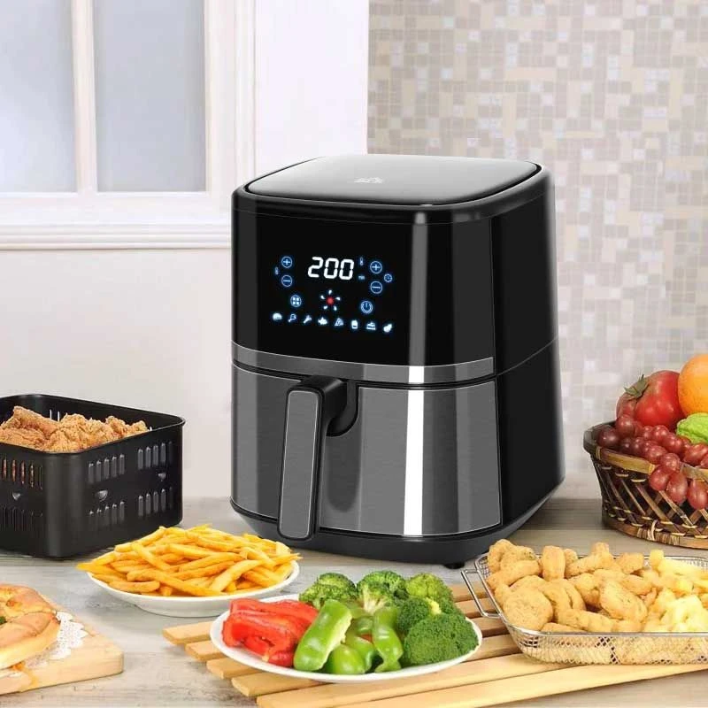 HOMCOM 1500W 4.5 Litre Air Fryer With Digital Display - Black - 800-125V70 1 HOMCOM 1500W 4.5 Litre Air Fryer With Digital Display - Black - 800-125V70