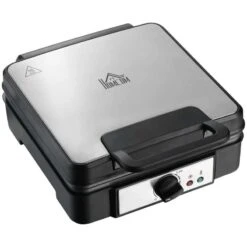 HOMCOM 1200W 4 Slice Waffle Maker - Black - 800-135V70 -Blanco Shop homcom 800135v70 lid closed 1